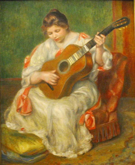 弹吉他的女人-雷诺阿