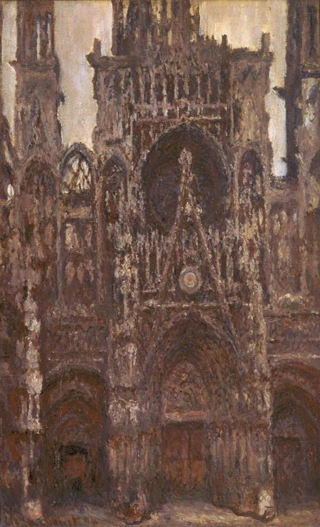 鲁昂大教堂，从正面看到的大门，棕色的和谐-莫奈